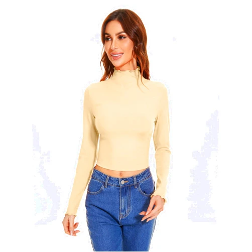 MadHeart Womens Long Sleeve Crop Tops Lightweight Ribbed Knitted Cropped Sweaters for Women