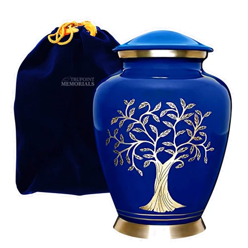 Trupoint Memorials Cremation Urns for Human Ashes - Decorative Urns, Urns for Human Ashes Female & Male, Urns for Ashes Adult Female, Funeral Urns - Blue, Large