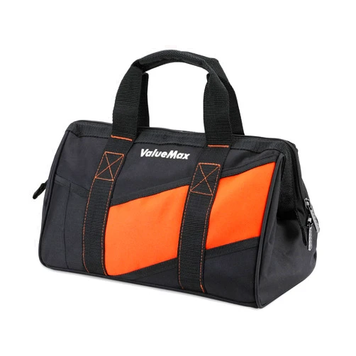 ValueMax 13-Inch Small Tool Bag, Wide Mouth Tool Bag with 12 Storage Pockets, Heavy Duty Orange Tool Tote Organizer
