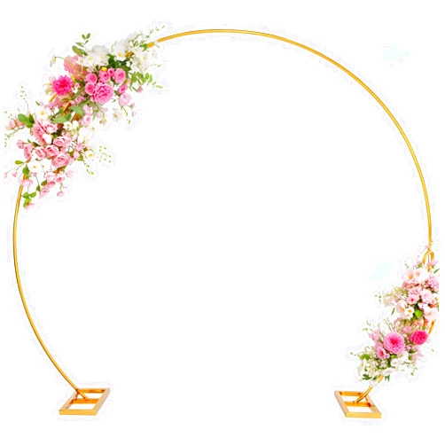Liacere Wokceer Wedding Arch 7*8FT Round Backdrop Stand Gold Metal Circle Backdrop Stand Circle Balloon Arch Stand Frame for Birthday Party Bridal Shower Anniversary Ceremony Candy Tables Celebration
