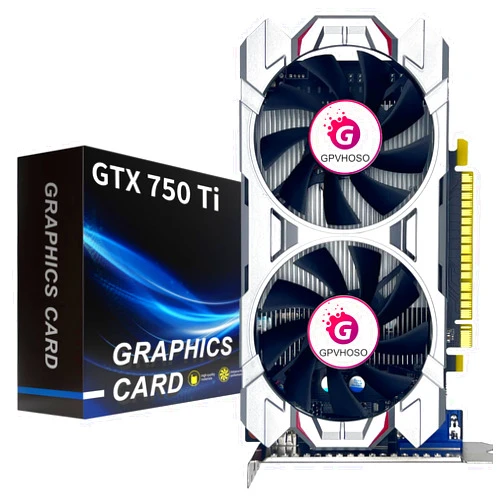 GPVHOSO GTX 750Ti 4GB Graphics Card GDDR5 128bit Direct X12 640SP Gaming Video Card, PCI Express 3.0x16 Interface, HDMI, DVI-D, VGA, Dual Fan, Low Power GPU for Working Gaming