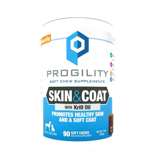 Nootie Progility Skin & Coat Supplement for Dogs, Fish Oil Supports Healthy Skin & Coat, 90 Soft Chews per Container