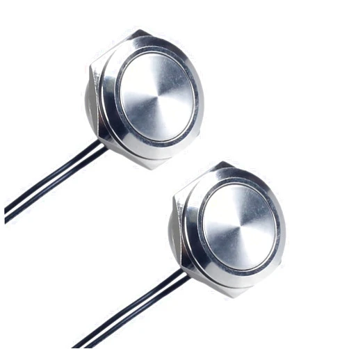 DMWD 2pcs 22mm Metal Momentary Push Button Switch Super Short with Pre-Wired Cable 0-250V (ON)-Off 2Pins 1NO 7/8