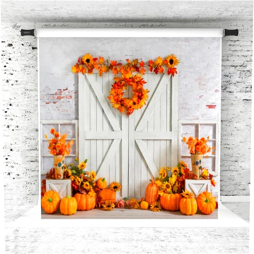 Kate Thanksgiving Backdrop Fall Pumpkin Harvest Photo Background Autumn Thanksgiving Party Banner Backdrop, 8x8ft