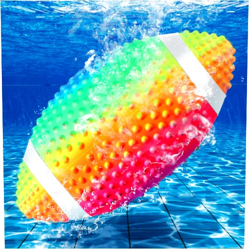 Hiboom Swimming Pool Football, Water Footballs for Pool for Under Water Passing, Dribbling, Beach Football Waterproof, Pool Water Diving Game Toys for Teens Adults, Ball Fills with Water (Rainbow Color)
