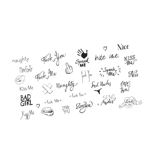 Neva Nude FOOK YU SOUP Naughty Words and Symbols Large Temporary Tattoo Pack | Body Decoration for Festivals, Raves, and More