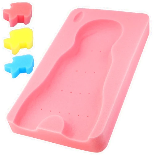 KECUCO Baby Bath Cushion, Baby Bath Sponge for Bathing Infant Bath Mat Newborn Bath Baby Essentials - Excellent Foam Odor Free (Pink)