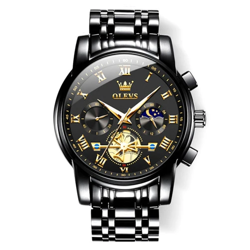 OLEVS Watches Men Waterproof Luxury Big Face Mens Watch Stainless Steel Quartz Analog Dress Watches for Men Luminous Multifunction Man Watch Relojes De Hombre