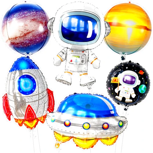 KatchOn Big Mylar space balloons - 37 Inch, Pack of 6 | Astronaut Balloon for Space Party Decorations | two the moon birthday boy astronaut birthday decorations | space themed party decorations