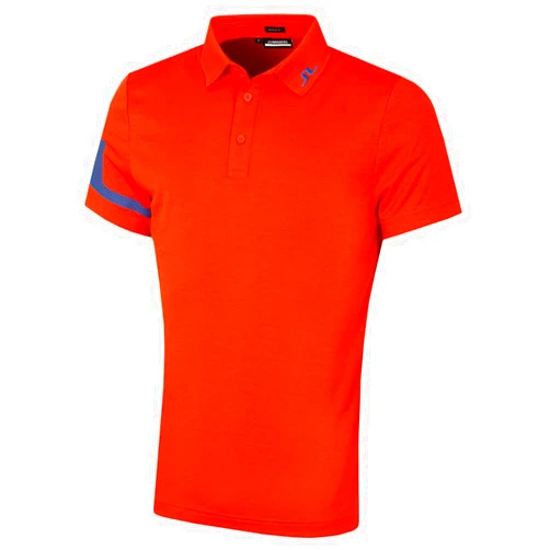 J. Lindeberg J.Lindeberg Men's Heath Regular Fit Polo Shirt - Tangerine Tango Melange - L