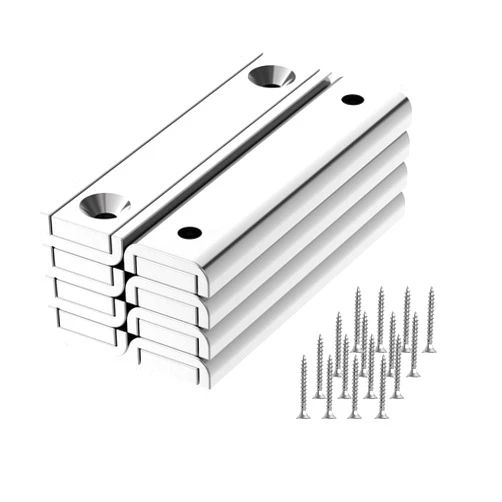 AplysiaTech Neodymium Rectangular Channel Magnets - 100 lbs - 60mm length - 8 Pack, Pot Magnets with Matching Screws, Strong Industrial Strength, Rare Earth Magnets with Holes for Mounting, Home etc
