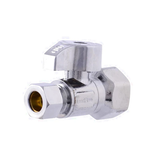 Eastman 1/2 Inch FIP x 3/8 Inch OD Compression Quarter Turn Straight Stop Valve, Brass Plumbing Fitting, Chrome, 10755LF