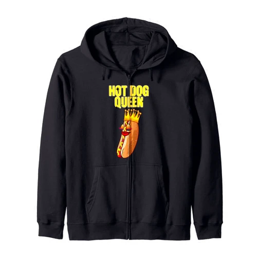 Best Hot Dog Gifts Cheese Hotdog Queen Clothing Funny Hot Dog For Women Girls Grilled Wiener Sausage Buns Zip Hoodie