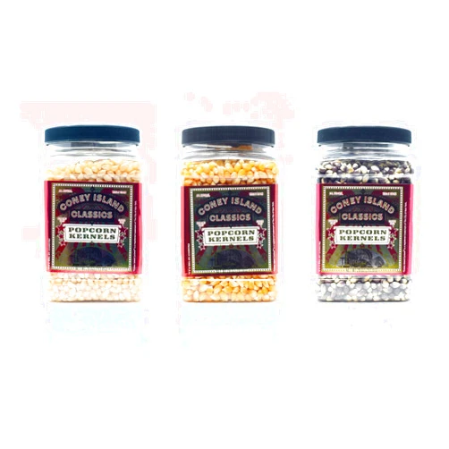 Assortit Coney Island Classics Premium Popcorn Kernels Three 28oz Jar Containers Pearl White Yellow Gold Baby Blue Bulk (84 oz)