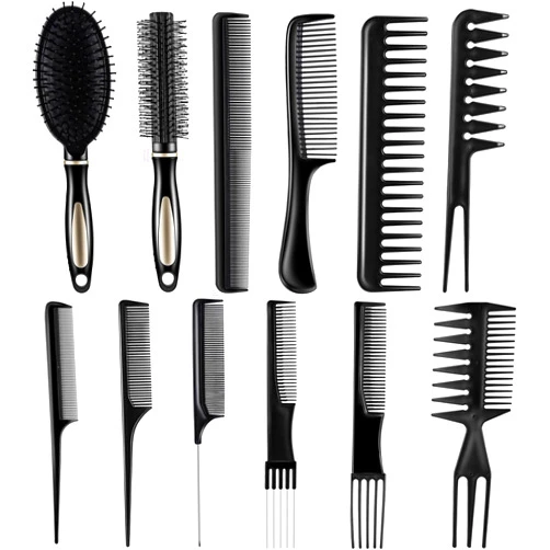 Boao 12 Pieces Hair Brush Comb Set Paddle Detangling Hairbrush Massage Roller Black Styling Hair Comb for Women Men Wet Dry Curly Straight Hair