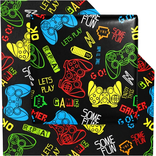 WRAPAHOLIC Gaming Wrapping Paper Sheet - Mini Roll - 6 Sheets Video Game Design, Perfect for Game Lover Kids Boys Birthday - 19.7 inch x 27.5 inch Per Sheet