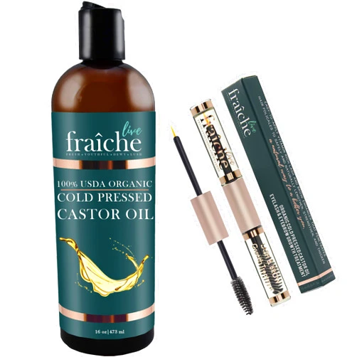 Live Fraiche USDA Organic Castor Oil for Eyelashes and Eyebrows Mascara Tube (Value Pack)