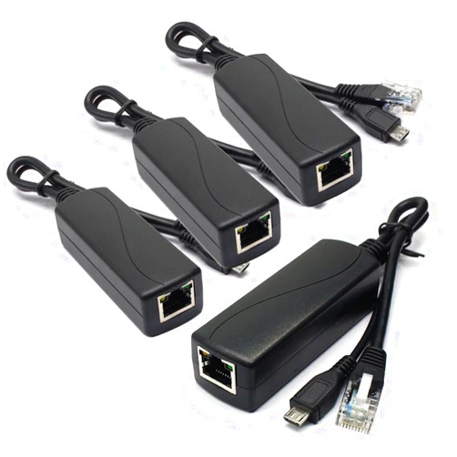 ANVISION 4-Pack Active 5V 2.4A PoE Splitter Adapter IEEE 802.3af Compliant Micro USB 48V to 5V/2.4A, for Tablets, Dropcam or Raspberry Pi, IPC, IP Camera and More