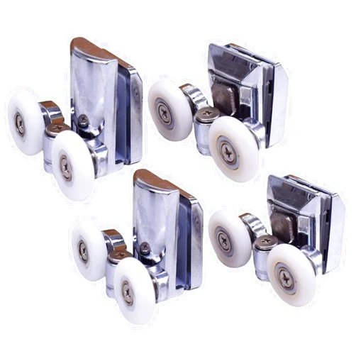 YUANQIAN Shower Door Rollers Replacement Part, Ultra-Quiet Bathroom Glass Sliding Door Runners Wheels Pulleys (φ23mm, Option D, 4Pcs/Set)
