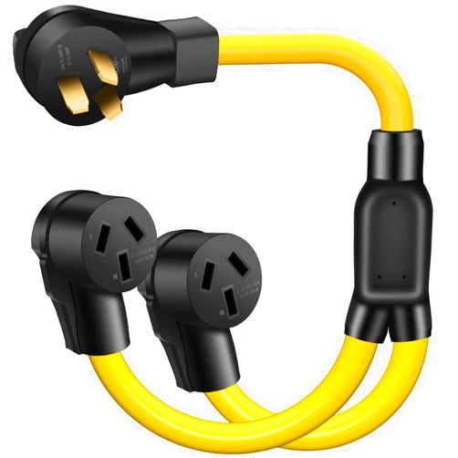 LAZMUMI NEMA 50 AMP 10-50P to 2 Outlet 10-50R Y Splitter Adapter Cord, 3 Prong 6 AWG 250V Oven Splitter Power Extension Cord Non-grounding, for Electric Range Oven Stove EV Charger Power Cord, 3 Feet