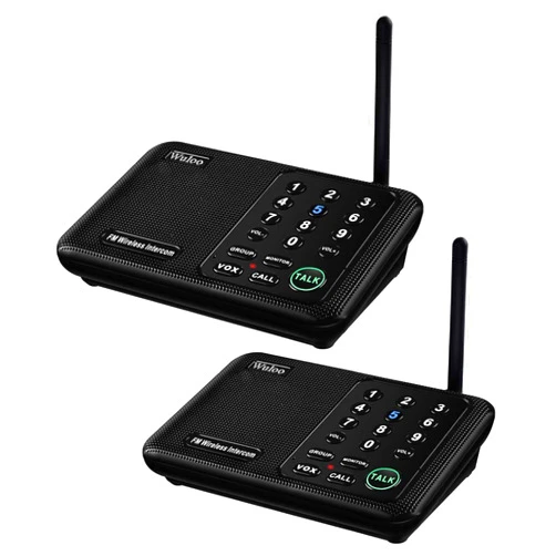Wuloo Intercoms Wireless for Home 1 Mile (5280 Feet) Range 10 - Channel, Wireless Home Intercom System for House Business Office, Room to Room Intercom, Home Communication System (2 Packs, Black)