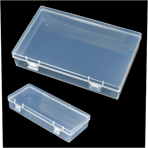 Thintinick Rectangular Mini Clear Plastic Storage Containers Boxes with Hinged Lid Bundle