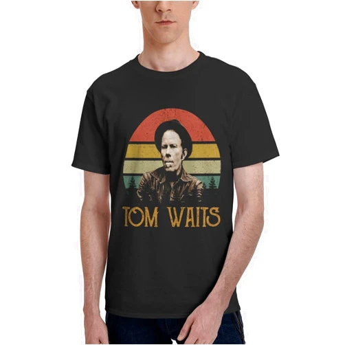 COPTRZ Tom Actor Music Waits Singer Man's T Shirt Fashion Round Neck Cotton Short Sleeve Tee Medium