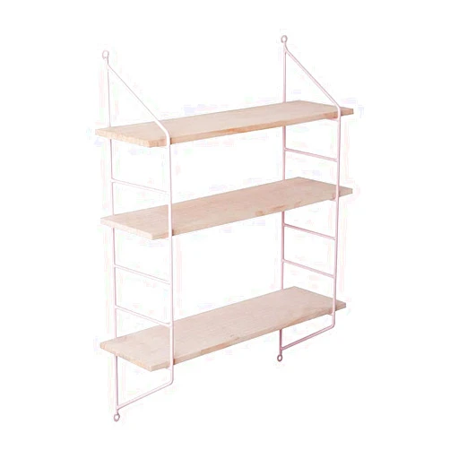 SHUICAO Wall Shelves 3-Tier Industrial Floating Shelves Wall Mounted Display Wall Shelf Storage Rack Wall Rack Holder Rack Wall Decor (Color : Pink)