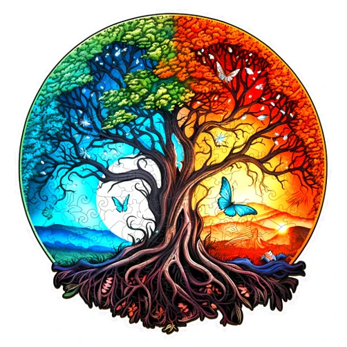 KAAYEE Wooden Jigsaw Puzzles-Wooden Puzzle for Adult Unique Shape Advanced Tree Wooden Jigsaw Puzzle for Adult,Family Puzzles 7.7 * 7.8in 100pcs