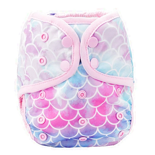 Sigzagor Baby Diaper Cover Nappy One Size 8lbs to 36lbs (Scales Blue Pink)