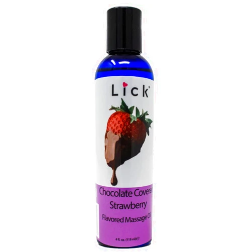 Lick Chocolate Covered Strawberries Massage Oil – Gourmet Dessert Edible Massage Oil with Almond Oil & Vitamin E, Luxurious Glide for Romantic Couples Massage, 4 oz