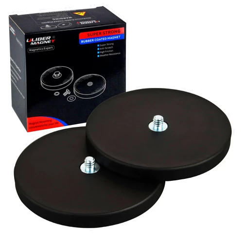 ULIBERMAGNET 100lb Magnetic Tripod Head Base with D1/4-20 Male Thread, Soft Rubber, 2Pack Magnetic Mounting for Action Camera, Gopro and Security Camera