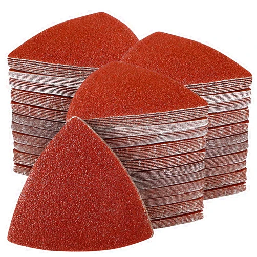Gulrear 200Pcs 80mm Triangle Sanding Pads, Hook and Loop Triangular Sandpaper for 3-1/8 Inch Oscillating Multi Tool Sanding Pad, Grit 40/60/80/100/120/180/240, for Wood/Plaster Other Surfaces Polish Sanding
