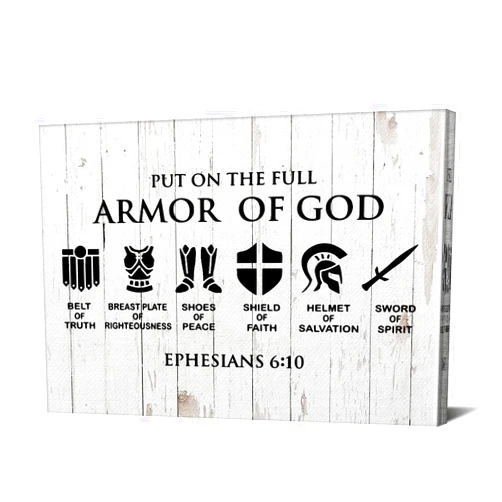 BEASTZHENG Christian Canvas Wall Art Framed Put on the Full Armor of God Bible Poster Print Canvas Painting Picture Sign Home Decoration 12x15