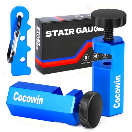 Cocowin Tall Stair Gauges for Framing Square with Holder and Carabiner Stair guages Knobs Tool for Circular Saw Metal Stair Stringer Layout Tool for Carpentry Squares Stair and Rafter Gauge Clamps