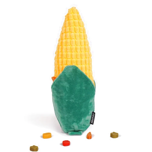 CHEWFFON Interactive Corn-Shaped Dog Toys - Squeaky & Crinkle Plush Chew Puzzle for Tug Play, Durable Hide and Seek Treat Dispensing Enrichment Toy for Small, Medium, & Large Dogs