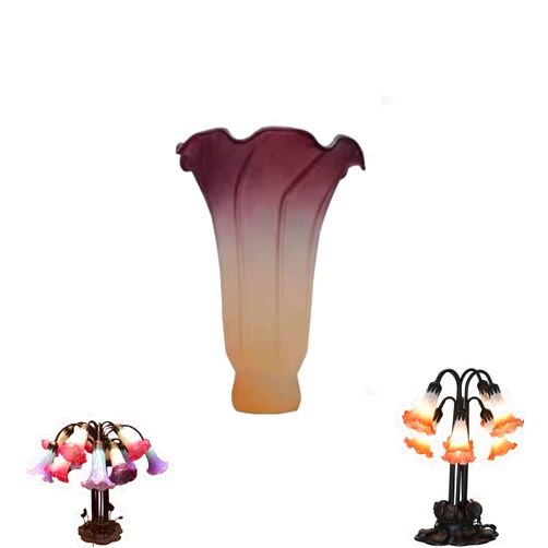Generic Lily flower tulip glass lampshade, tulip vintage glass lampshade, replacement parts for table lamps, chandeliers, wall lamps, floor lamps, and bouquet lampshades (Deep purple)