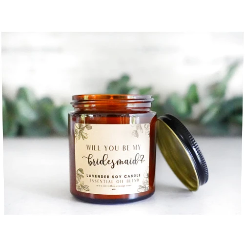 THE LITTLE FLOWER SOAP CO. EST. 2010 Will You Be My Bridesmaid Lavender Soy Wax Candle (4oz)