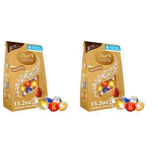 Lindt LINDOR Assorted Chocolate Truffles, Chocolate Candy with Smooth, Melting Truffle Center, Perfect for Mother’s Day Gifting, 15.2 oz. Bag (Pack of 2)