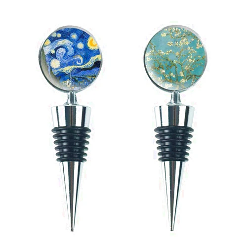 LIZIMANDU Wine Bottle Stoppers,Set of 2 Stainless Steel Wine Stoppers For Gifts, Bar, Holiday Party, Wedding(2-Van Gogh Set)