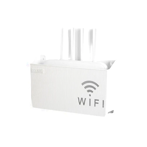 RJFANG Wall Mounted Router Storage Box, No Drilling Required, for Wireless WiFi Set-Top Boxes, Cable Management, White