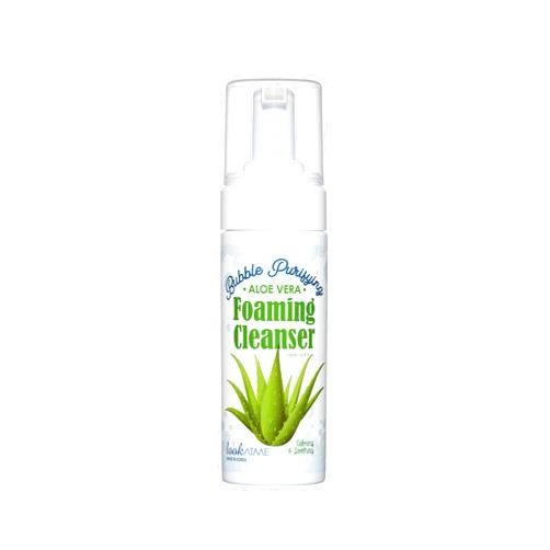 LOOKATME Korean Face Wash for Sensitive Skin - Water Based Bubble Skincare Cleanser - K Beauty Natural Acne Foaming Cleaner - Hydrating Skin Care Cleansing Foam with Low pH - Aloe Vera