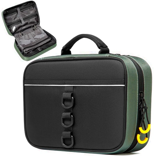 SLINRKE Binder Tackle Bag, Salt Water Resistant Fishing Tackle Binder with 4 Single Pocket Sleeves and 2 Double Pocket Sleeves for Baits, Rigs, Jigs and Lines (Green)