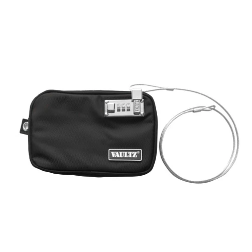 Vaultz Locking Field Gear Pouch with Tether, Small, 5 x 8 Inches, Black (VZ00739)