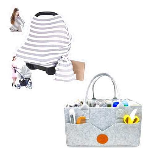 KeaBabies Car Seat Covers for Babies and Baby Diaper Caddy Organizer - Nursing Cover, Baby Car Seat Cover - Large Baby Organizer - Nursing Covers for Breastfeeding - Diaper Organizer for Changing