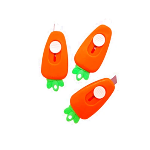 WOIWO 3 PCS Cute Carrot Box Cutter Hand Ledger Tool Delivery Knife Mini Box Cutter Student Stationery Knife