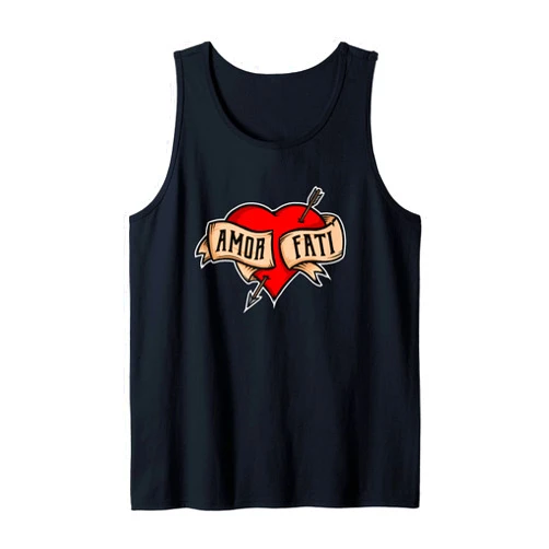 Amor Fati retro gifts for philosophers Amor Fati - Classic Nietzsche Tattoo Heart Design Tank Top