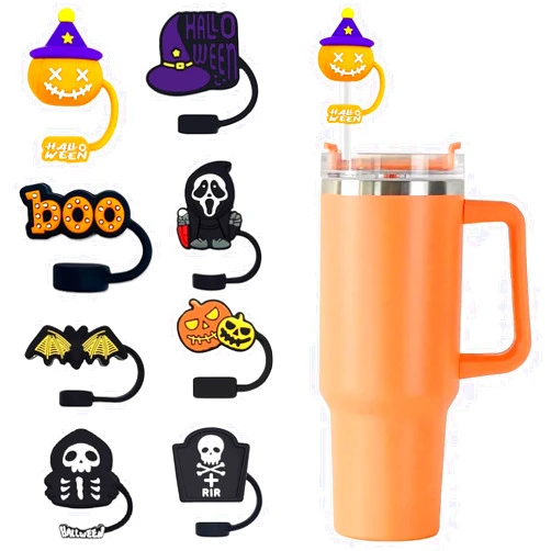 WISDOM RISING FLOURISH Cute Ghost Straw Covers Cap for Tumblers, Individuation Stanley Straw Cover, Super Protection Stanley Cup Straw Toppers, Straws for Stanley 40 oz Tumbler 30 oz Stanley Cup Accessories Reusable Straws