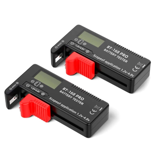 Weewooday 2 Pieces Digital LCD Universal Battery Tester (Model: Bt - 168 PRO), Portable Battery Checker Battery Tester for AA AAA C D 9V 3.7V 1.5V Button Cell