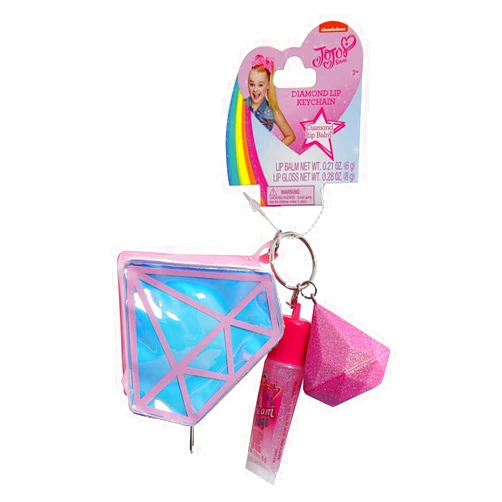 JoJo Siwa Diamond Lip Keychain Gloss, Balm and Coin Purse, Pink, Blue, One_Size